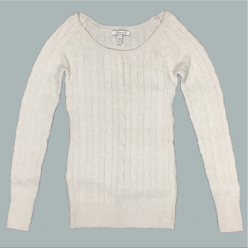 Aeropostale Crew Neck Sweater in Oatmeal XS